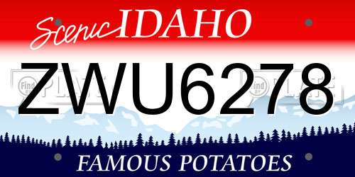 ZWU6278 Idaho License Plate