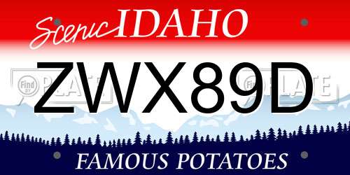 ZWX89D Idaho License Plate