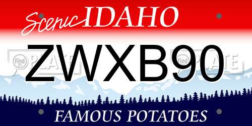 ZWXB90 Idaho License Plate