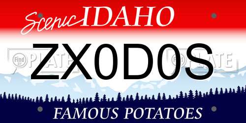 ZX0D0S Idaho License Plate