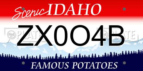 ZX0O4B Idaho License Plate