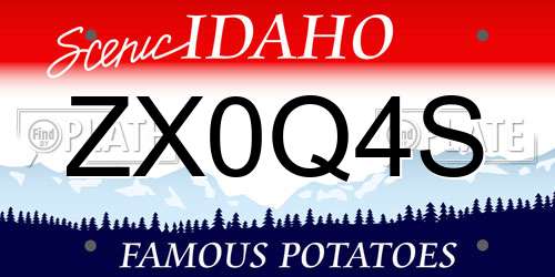 ZX0Q4S Idaho License Plate