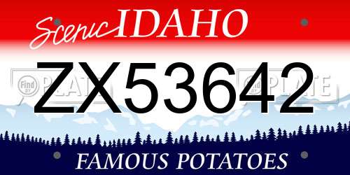 ZX53642 Idaho License Plate