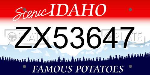 ZX53647 Idaho License Plate