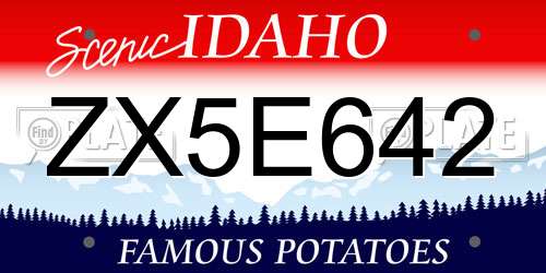ZX5E642 Idaho License Plate