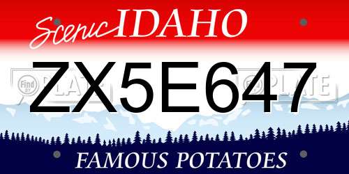ZX5E647 Idaho License Plate