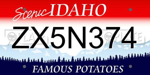 ZX5N374 Idaho License Plate