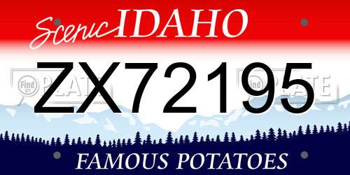 ZX72195 Idaho License Plate