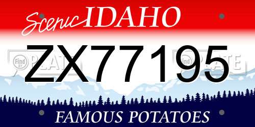 ZX77195 Idaho License Plate
