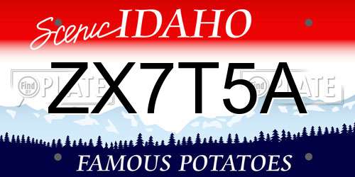 ZX7T5A Idaho License Plate