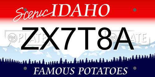 ZX7T8A Idaho License Plate