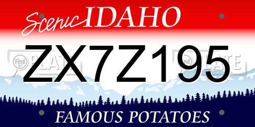 ZX7Z195 Idaho License Plate