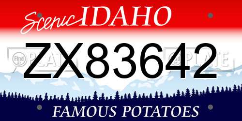 ZX83642 Idaho License Plate