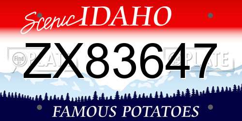 ZX83647 Idaho License Plate