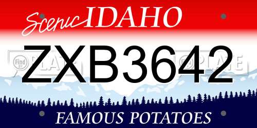ZXB3642 Idaho License Plate