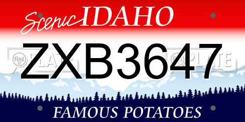 ZXB3647 Idaho License Plate