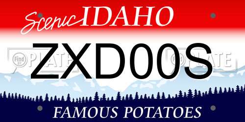 ZXD00S Idaho License Plate