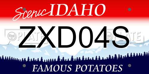 ZXD04S Idaho License Plate