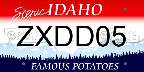ZXDD05 Idaho License Plate