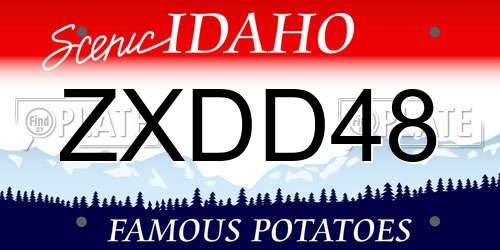 ZXDD48 Idaho License Plate