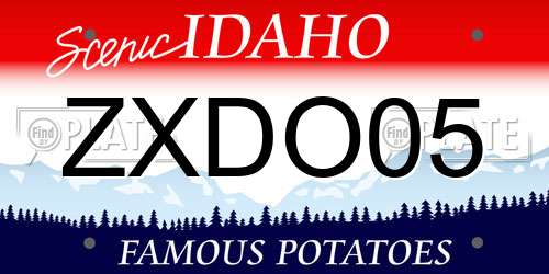 ZXDO05 Idaho License Plate