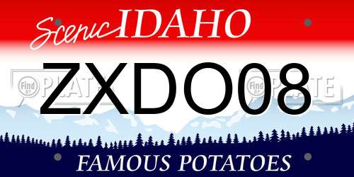 ZXDO08 Idaho License Plate