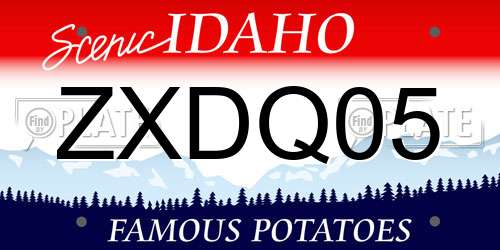 ZXDQ05 Idaho License Plate