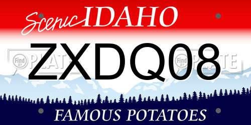 ZXDQ08 Idaho License Plate