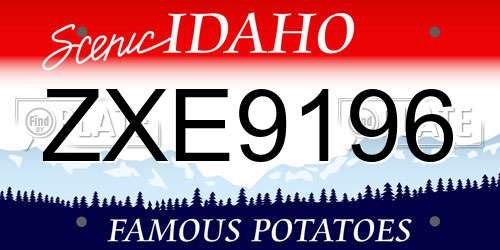 ZXE9196 Idaho License Plate