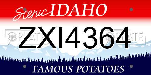 ZXI4364 Idaho License Plate