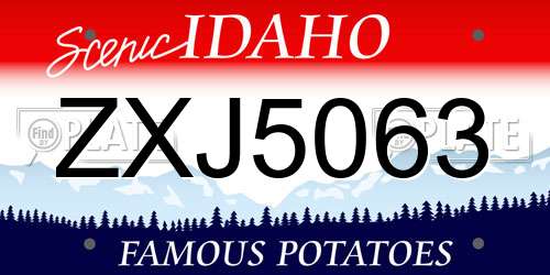 ZXJ5063 Idaho License Plate