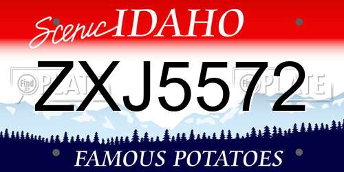 ZXJ5572 Idaho License Plate