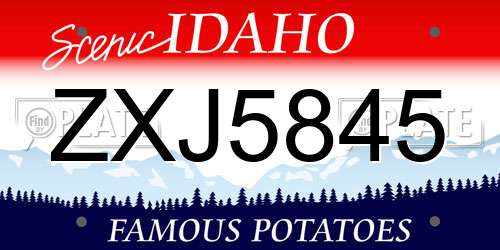 ZXJ5845 Idaho License Plate