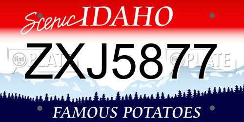 ZXJ5877 Idaho License Plate