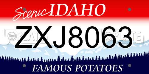 ZXJ8063 Idaho License Plate