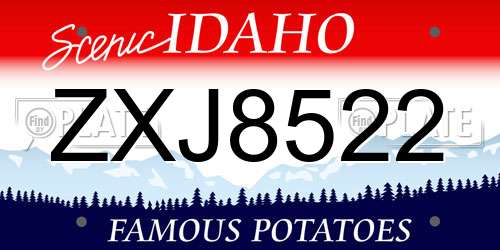 ZXJ8522 Idaho License Plate