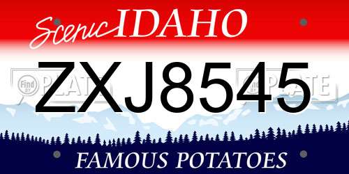 ZXJ8545 Idaho License Plate