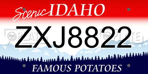 ZXJ8822 Idaho License Plate
