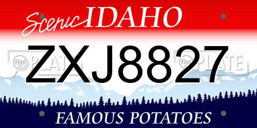 ZXJ8827 Idaho License Plate