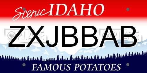 ZXJBBAB Idaho License Plate