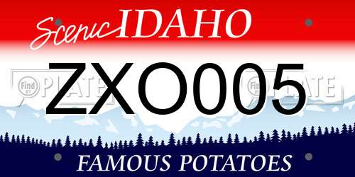 ZXO005 Idaho License Plate