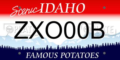 ZXO00B Idaho License Plate
