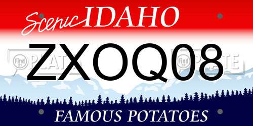 ZXOQ08 Idaho License Plate