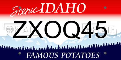 ZXOQ45 Idaho License Plate
