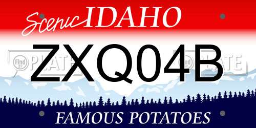ZXQ04B Idaho License Plate