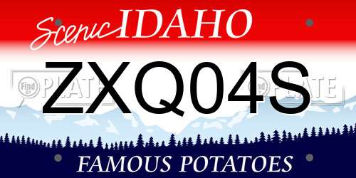 ZXQ04S Idaho License Plate