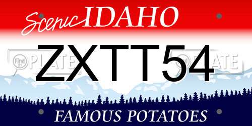 ZXTT54 Idaho License Plate