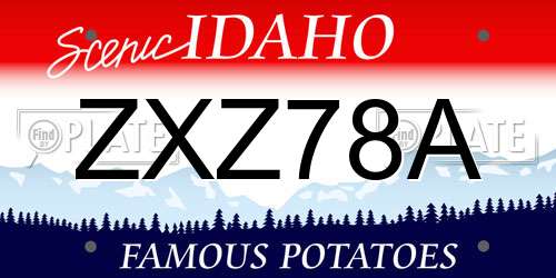ZXZ78A Idaho License Plate
