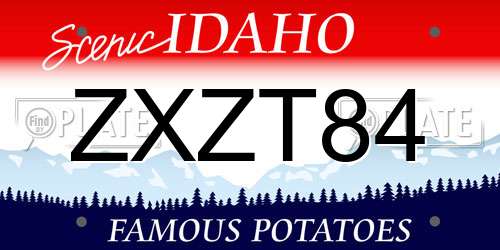 ZXZT84 Idaho License Plate