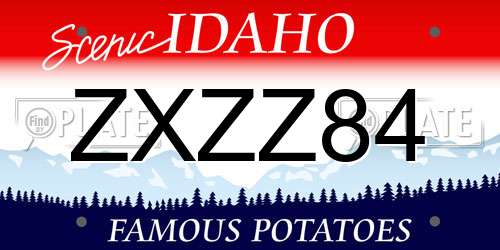 ZXZZ84 Idaho License Plate
